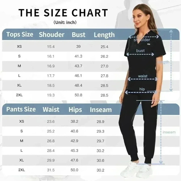 Figs VIAOLI Women's Scrub Suit Set Modern V-neck Top and Drawstring Joggers - Picture 3 of 9